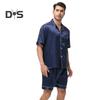 2 Teile/satz Männer Pyjamas Set Revers Kurzarm Einreiher Tops Elastische Taille Shorts Set Einfarbig Satin Nachtwäsche