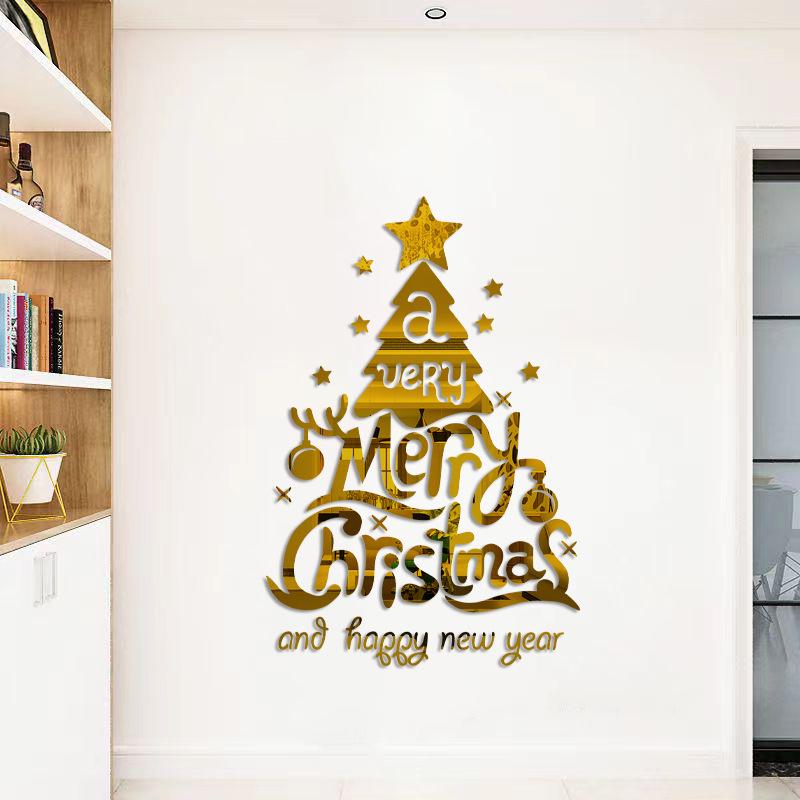 3D Acrylic Christmas Tree Wall Stickers for Living Room Entrance Decor
