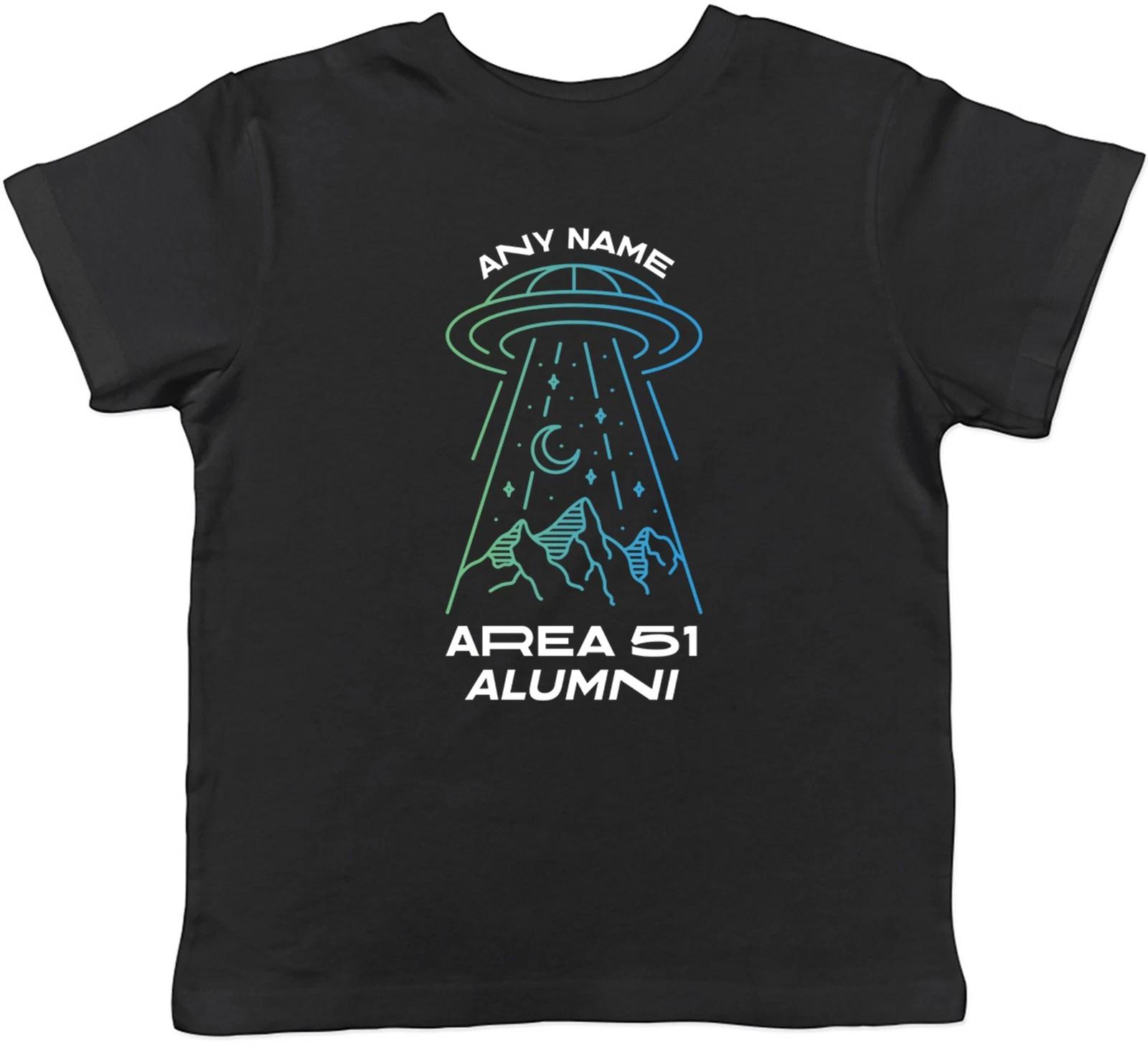 Personalised Any Name Area 51 Alumni Funny Alien Kids T-Shirt Boys Girls Gift 120