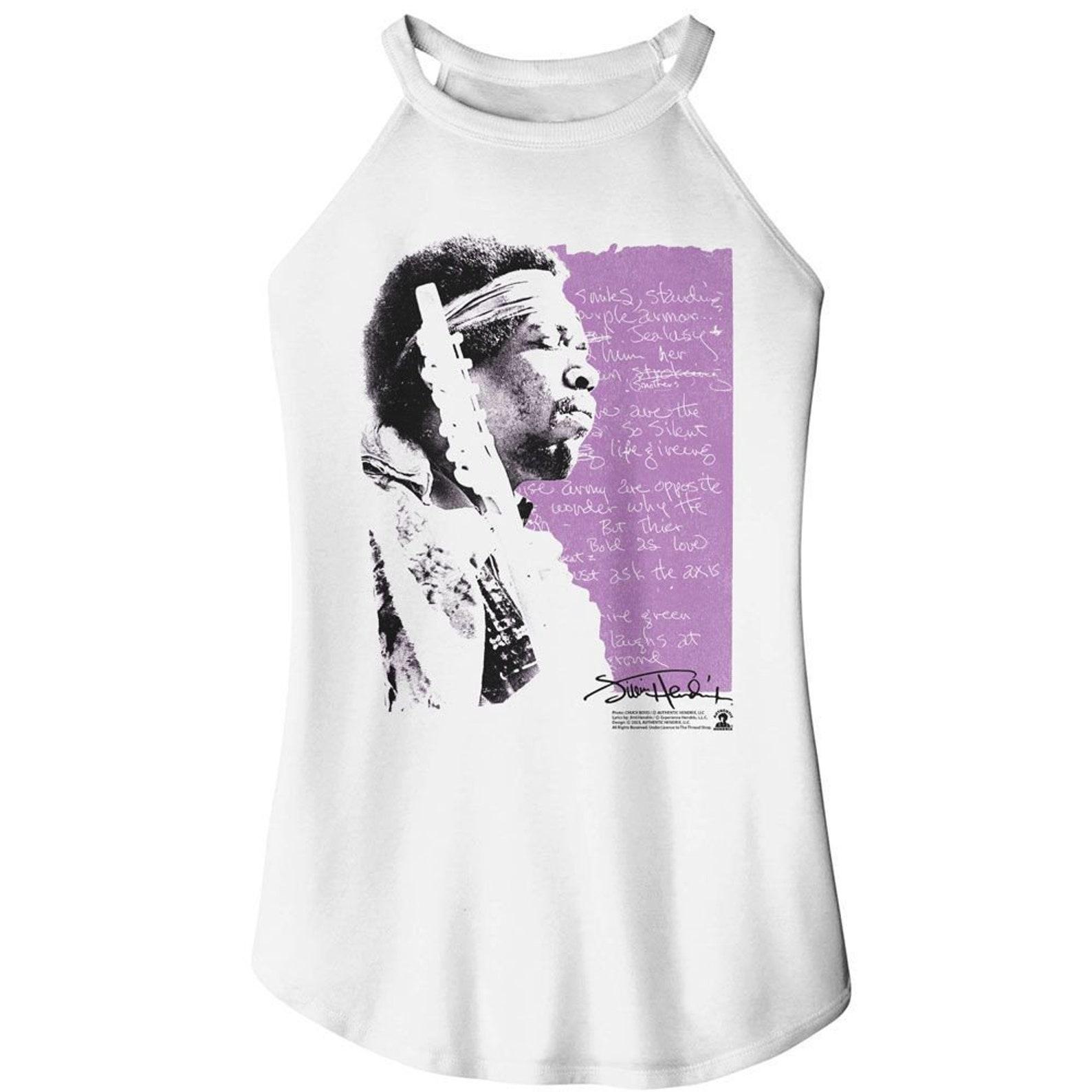 Jimi Hendrix Handwritten Lyrics White Women s Sleeveless Rocker Tank Top XL