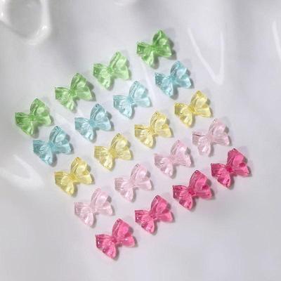50Pcs Ice Transparent French Ribbons Colorful Resin Bowknot Charm Bowtie Jewelry Nail Art Decorations Manicure Tools Accessories