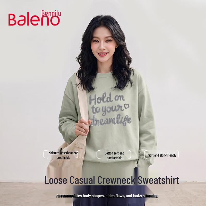Baleno Women's Cotton Blend Crew Neck Sweatshirt