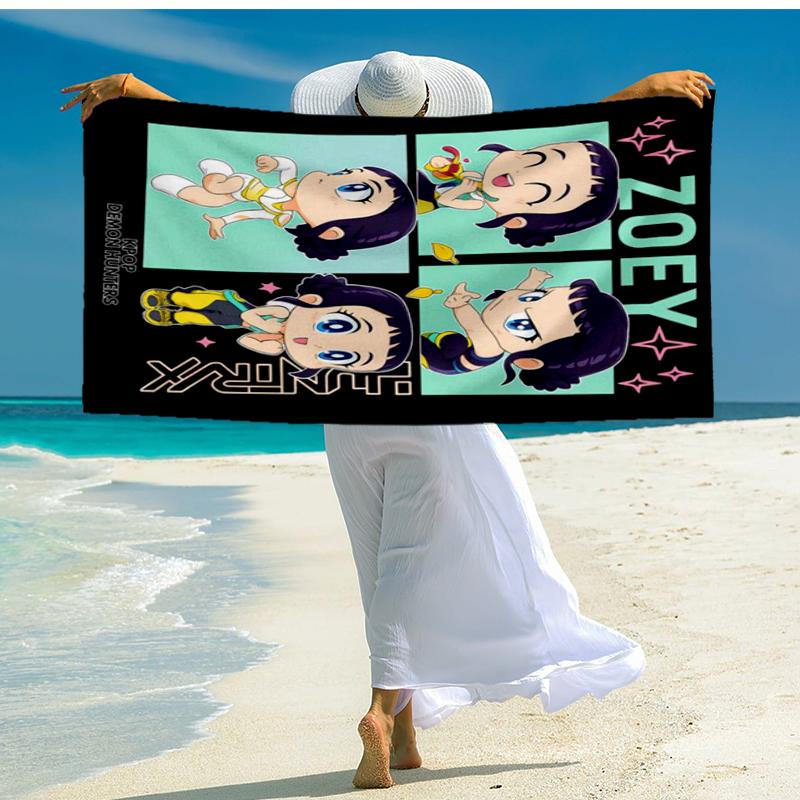 Ultra-Soft Beach Towel with KPop Demon Hunters Theme,Ideal for Pool - Camping, Diving - Perfect Travel Essential, Vibrant Beach Towel.