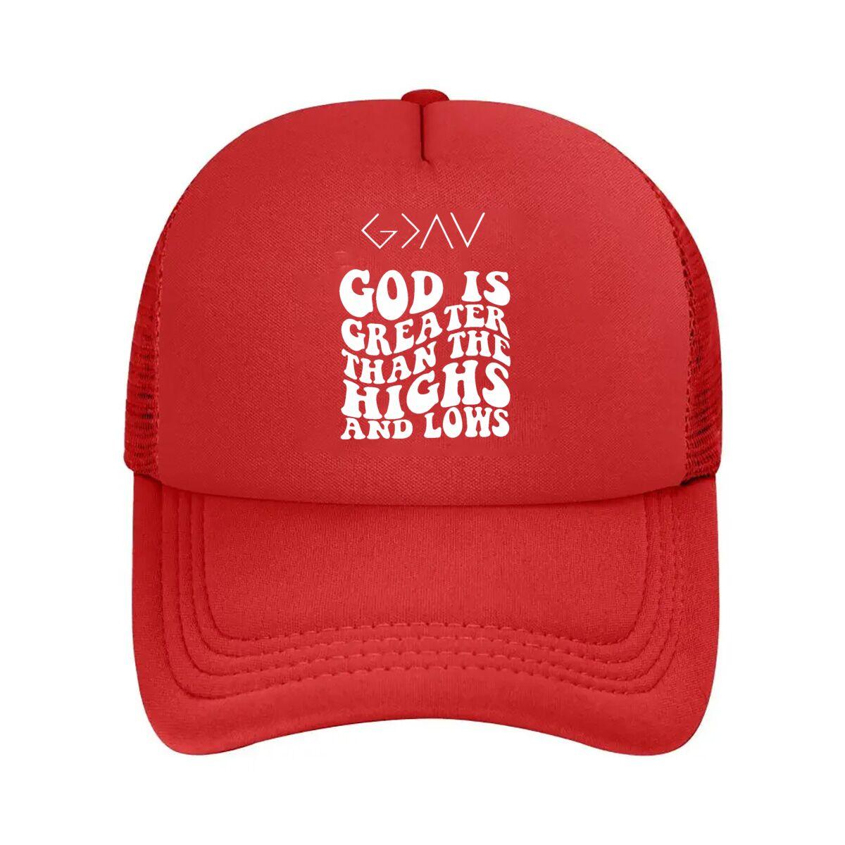 Christian God Is Greater Than The Highs And Lows Mesh Baseball Cap Hip Hop Adjustable