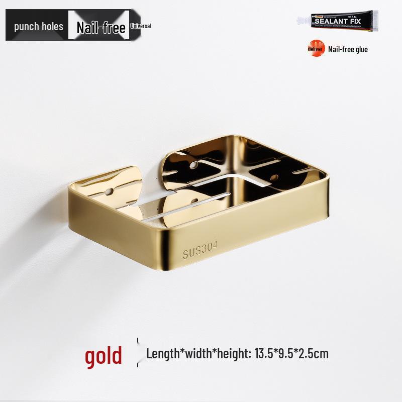 304 Stainless Steel Wall-Mounted Draining Soap Holder - No Water Accumulation for Hotel Use.