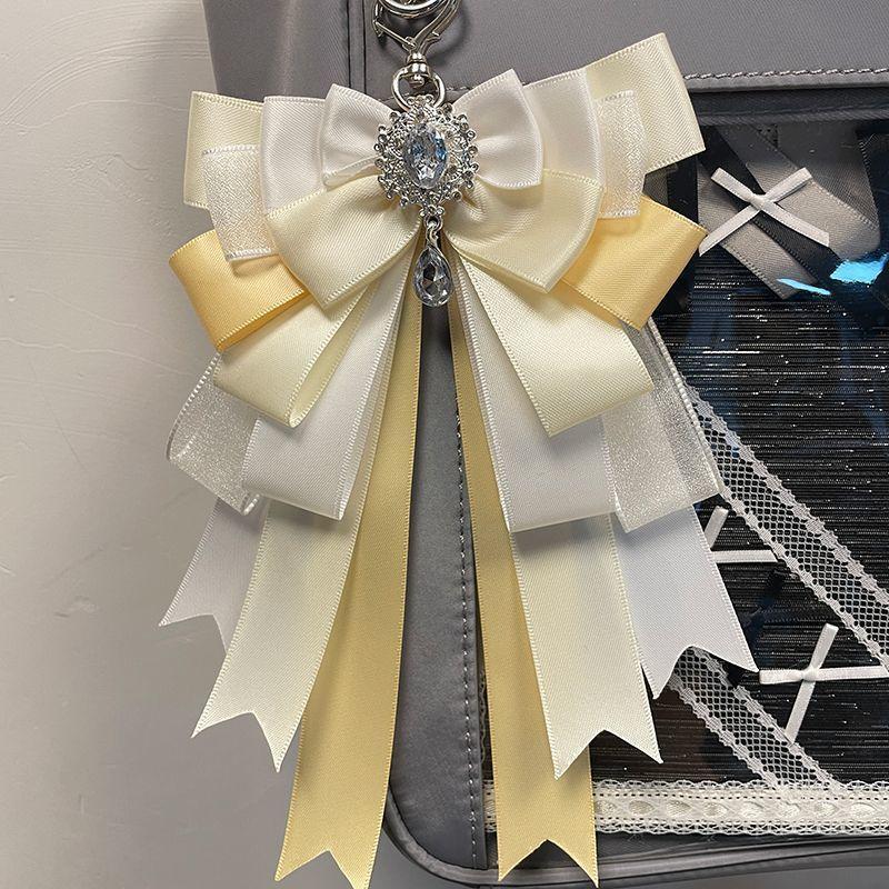 Anime DIY Itabag Double Layer Bow Ribbon Pendant Lolita Handbag Soft Durable Bag for School Travel Cosplay