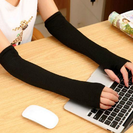 Fashion Women Lady Knitted Long Fingerless Gloves Wrist Arm Hand Warmer Winter