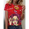 Casual Sport Women's T-shirt Summer New Round Neck Short Sleeve Cartoon Animation Loose Light Fabric Casual Women's T-shirt