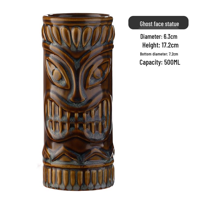 Retro Tiki Zombie Face Ceramic Cocktail Cup