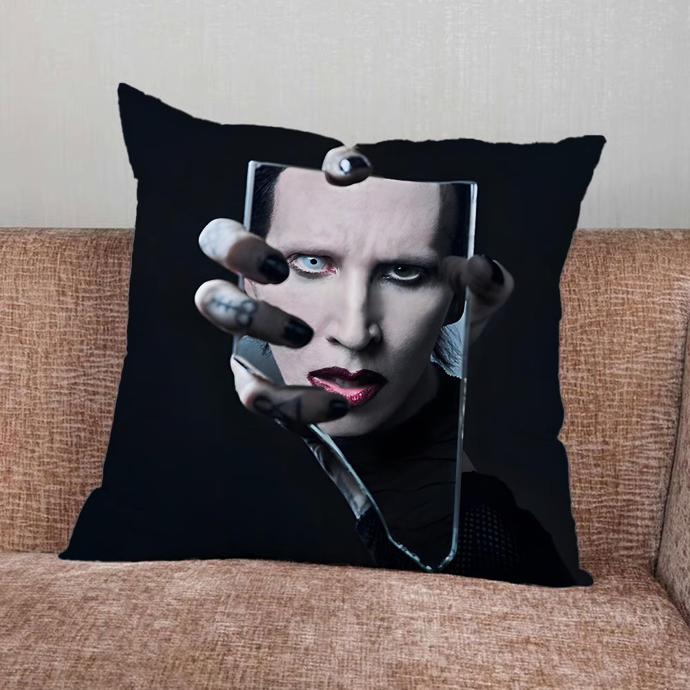 Rock M-Marilyn Manson Singer Pillow Case For Home Bedroom Car Office Decoration Living Room Sofa Cushion Cover Suitable