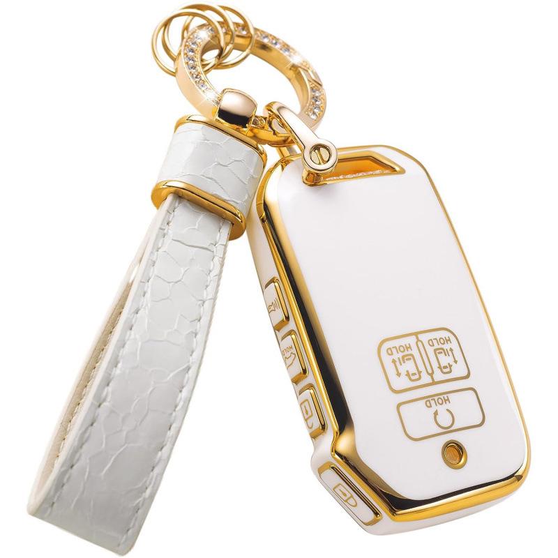

Gold-Trim Keychain Set for Hyundai/Kia Key Bag with Drill Ring Pendant Bagged