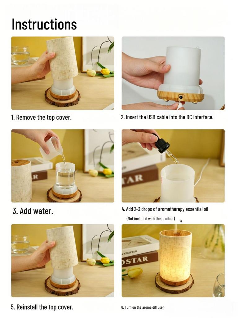 Ultrasonic Aroma Humidifier: Silent Bedroom Essential Oil Diffuser with Large Mist