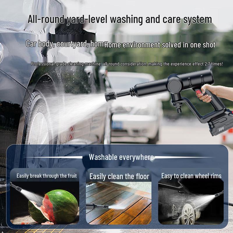 Rechargeable Portable High-Pressure Car Wash Spray Gun - Wireless Lithium Battery Powered