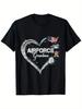 Unisexs Airforce Grandma Crew Neck Tee Camo Heart Flag And Airplane Graphic Stylish Letter Mix Design Great To Show Military Pride