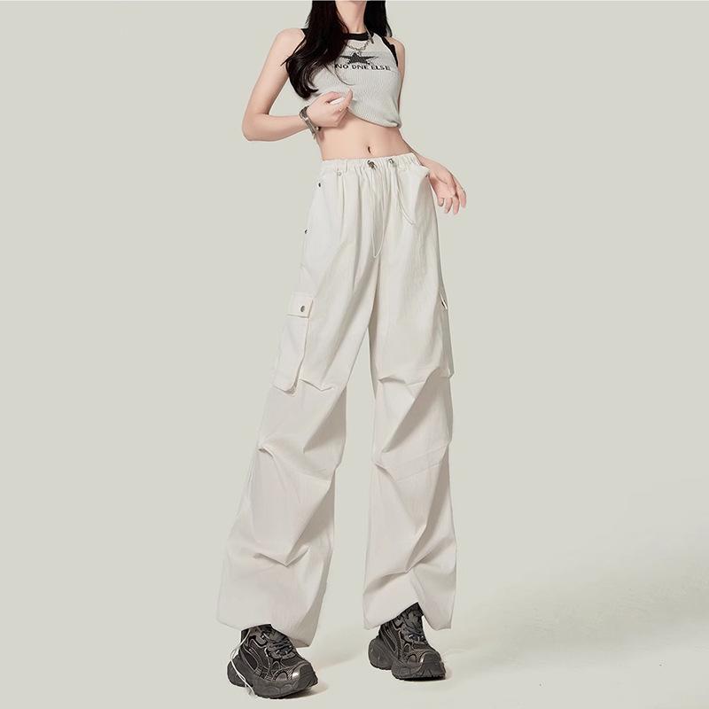 

Женские ретро брюки карго с высокой талией и широкими штанинами, быстросохнущие XL белый