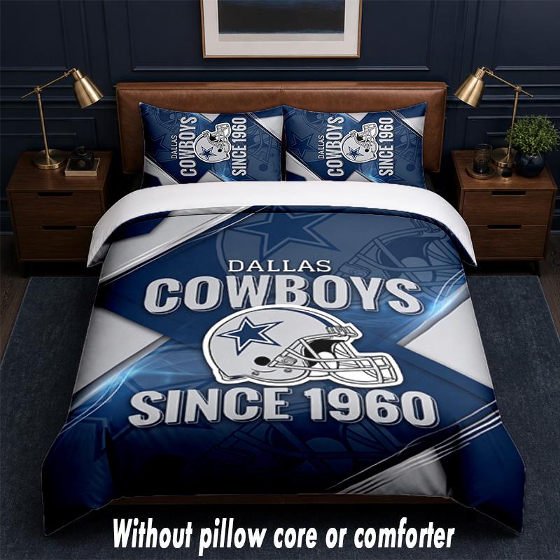 Dallas Cowboys Design Bett Bettwäsche Set 1 Bettbezug + 2 Kissenbezüge Weich Atmungsaktiv Haushalt Bettwäsche