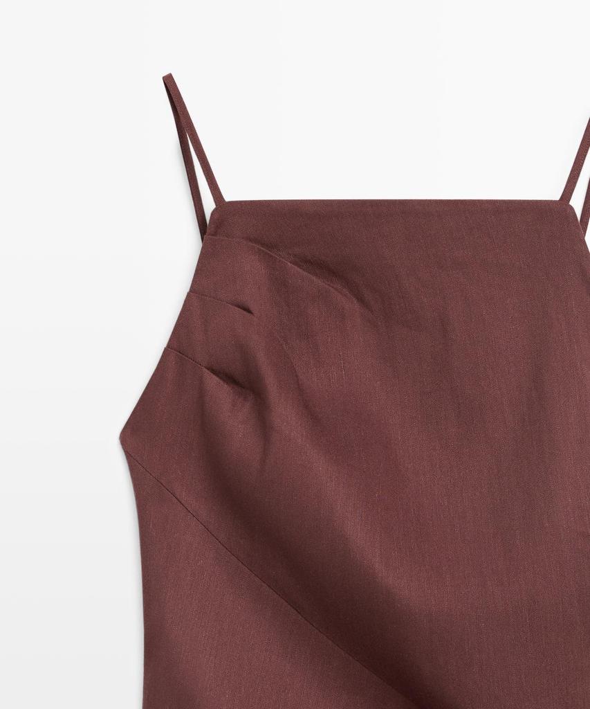 Masimodutti Linen Stretch Strap Knee-Length Dress