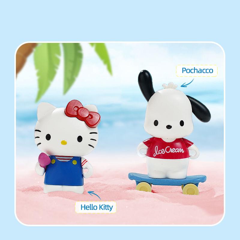 Non-Toxic Sanrio Series Building Blocks Hello Kitty Pochacco Burger Car Pom Pom Purin Cinnamoroll Dessert Car Model Bricks Kids Toys Gifts