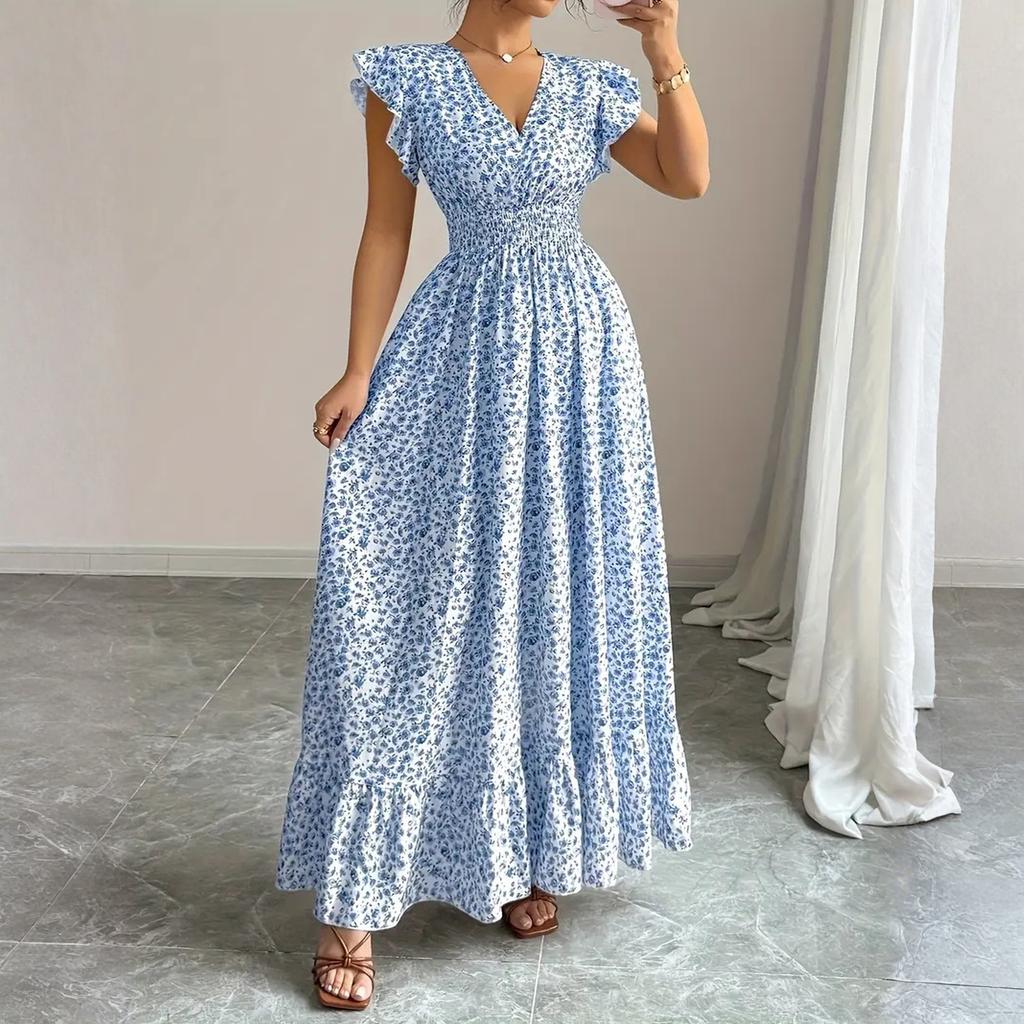 Women's Dress Casual Flowy Dresses  R-neck Vocation Boho Beach Sundress