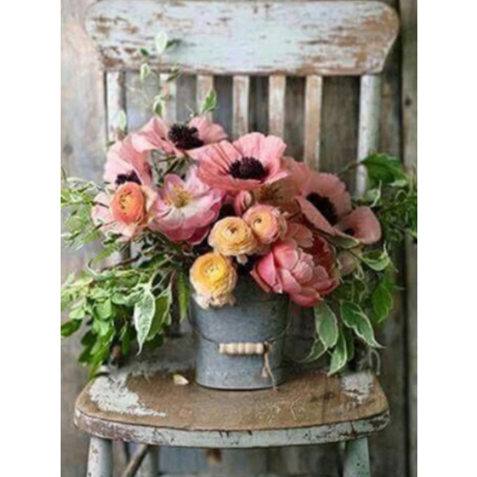 

5D DIY алмазная живопись стол и стул цветок украшение горный хрусталь картина набор для вышивки крестом полная Алмазная вышивка подарок Full Round 20x30CM