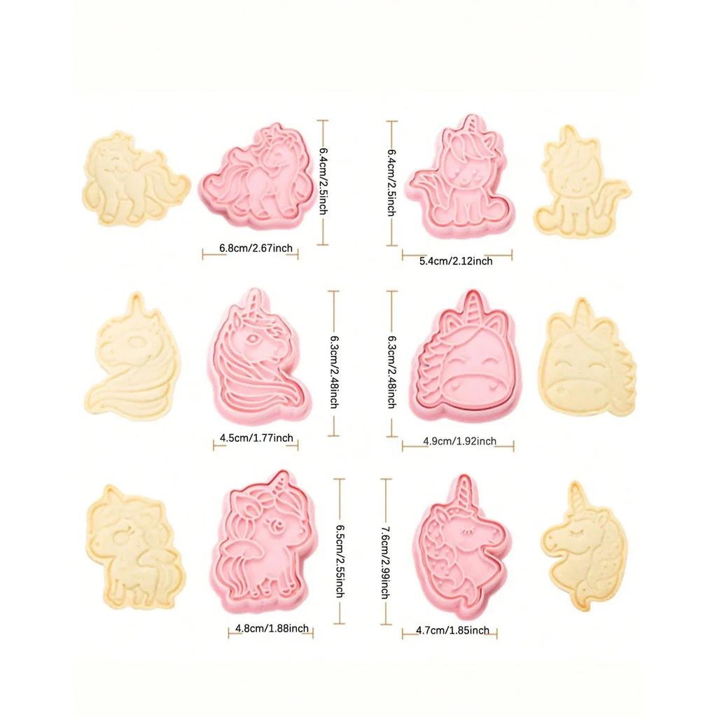 6 Pcs/set Cookie Cutters Plastic 3D Cute Cartoon Pressable Biscuit Mold Cookie Stamp Kitchen Baking Pastry Bakeware