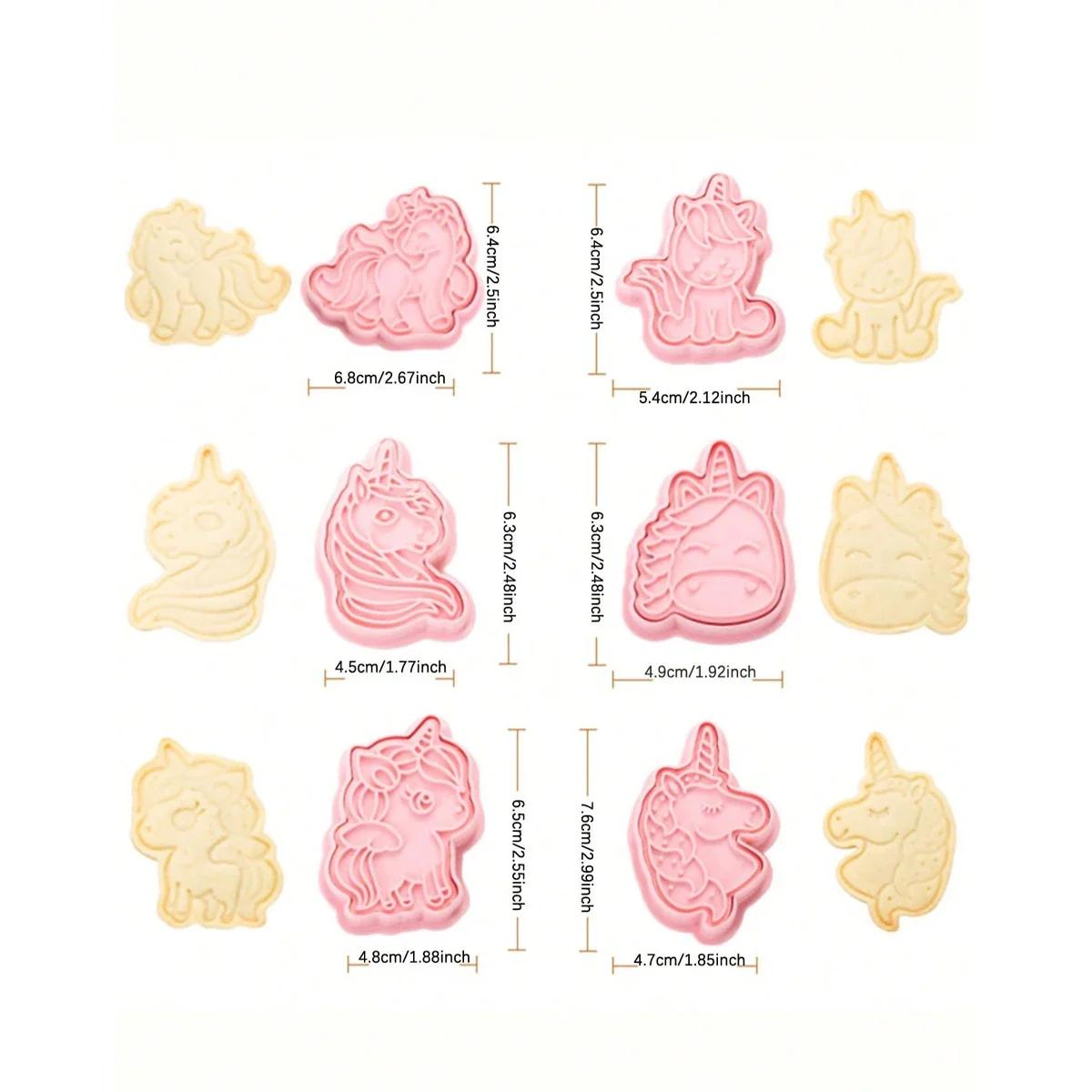 

6 шт./набір Формочки для печива Пластикові 3D Милі Мультяшні Натискні Форми для Печива Штамп для Печива Кухонне Випікання Кондитерські Вироби Форми для Випічки