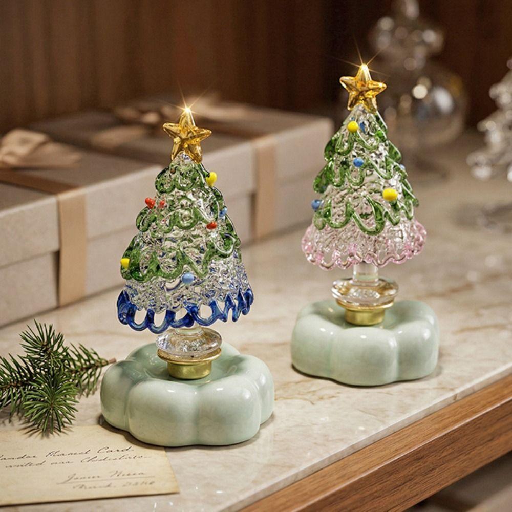 Handcrafted Christmas Tree Miniature Glass Miniature Glass Sculpture Living Room Decoration