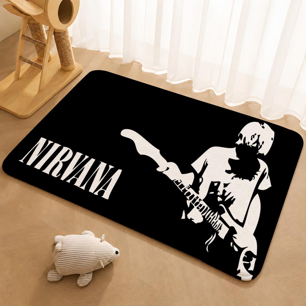 A-N-Nirvana-Rock Band Anime Floor Mat Floor Mat Soft Flannel Non-Slip Door Rug for Living Room