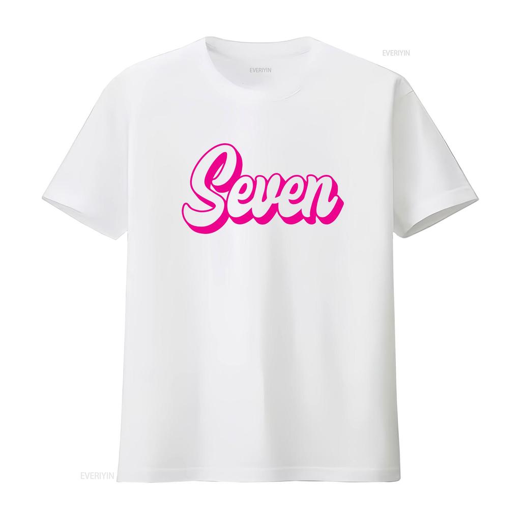 7th Birthday T Shirt Retro Girl Seven Party Kids Cute Groovy vintage Washed designer clothes Stretched streetwear Breathable
