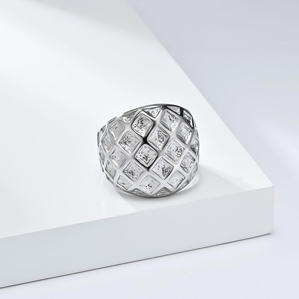 New Arrival Stainless Steel Golden Honeycomb Pattern Ring for Women