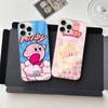 Cute K-Kirbys Phone Case For iPhone 17 16 15 13 14 11 12 Pro Max Plus Laser Silver Gradient Cover