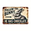 Vintage Rabbit Metal Sign 8x12 Inch Rustic Easter Bunny Decor Distressed Wall Art for Home Garden Patio