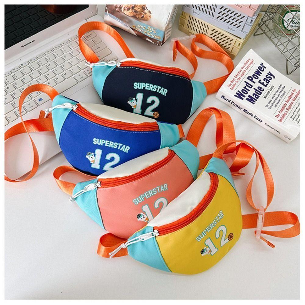 

Leather Letter Waist Bag Zipper Number Print Chest Bags Coin Purse Kids Numbers Chest Bag Sports жёлтый