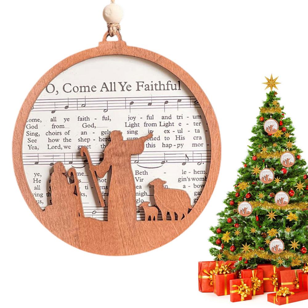 

Деревянная рождественская сцена, украшение, ноты, деревянные украшения, переносная рождественская сцена, украшение на елку для каминных полок