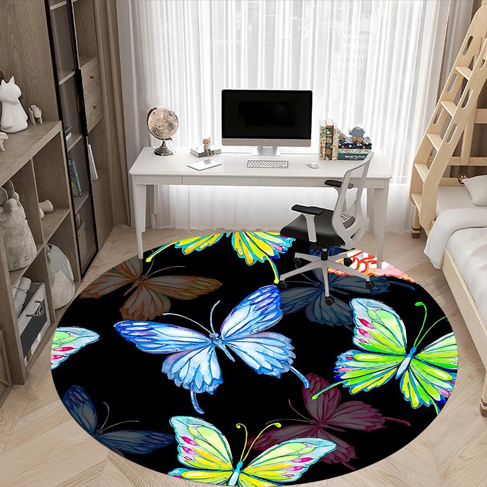 1pc Butterfly Print Chair Carpet for Office, Non-slip, Soft and Durable Office Rug, Perfect for Office yy251227138
