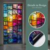 Static Cling Window Film, Full Blackout, Colorful Geometric Privacy UV Blocking, Reusable Heat Insulation Window Sticker for Home Office