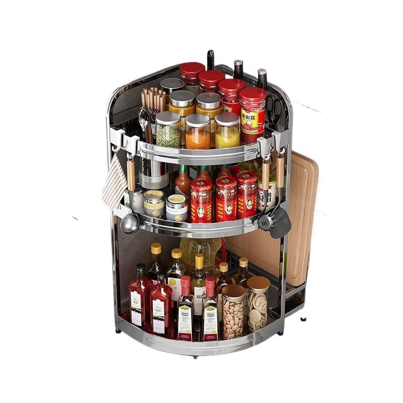 Handon 3-Tier Stainless Steel Rotatable Kitchen Organizer Shelf