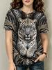 Women's Fashion Short Sleeve T-Shirts 3D Leopard Print Animal Tees Summer Women's Casual Quick-Dry Pullovers Streetwear Y2k Tops