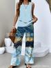 New European and American women's clothing spot explosion sleeveless casual double-layer vest plus pants set two-piece set