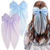2Pcs Fashion Chiffon Bow Hair Clip Elegant Women Solid Spring Clip Hair Pin Retro Bow Hairpins Simple Headband Girls Hair Access