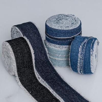Elegant 4cm Denim Double Whisker Edge Chambray Ribbon Sleeve Edge Bag Edge Hat Headdress Handmade DIY Decorative Lace Ribbon Home Decoration