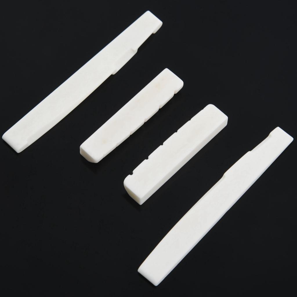 Classy-4 Sets Of 8Pcs 6 String Acoustic Guitar Bone Bridge Saddle And Nut Made Of Real Bone