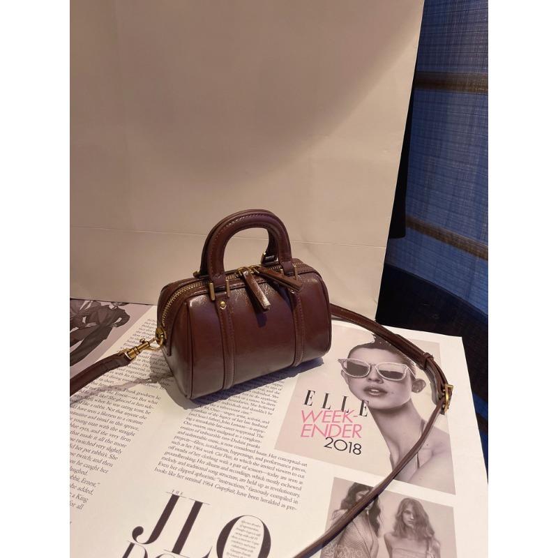 Hand-held Boston Bag, Small Square Bag, Retro and Fashionable Single-shoulder Crossbody Bag