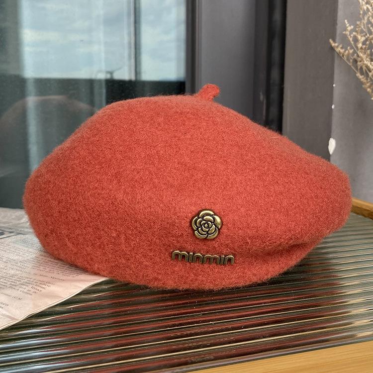 Wool Beret Women'S Versatile Face Small Three-Dimensional Stylish Bud Hat Japanese Literary And Artistic Painter Hat