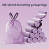 100 Sacs Poubelles Parfumé Portables à Cordon de Serrage Ménage, Fête et Réunion Sacs Poubelles Mauves