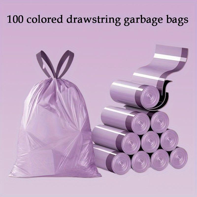 100 Sacs Poubelles Parfumé Portables à Cordon de Serrage Ménage, Fête et Réunion Sacs Poubelles Mauves