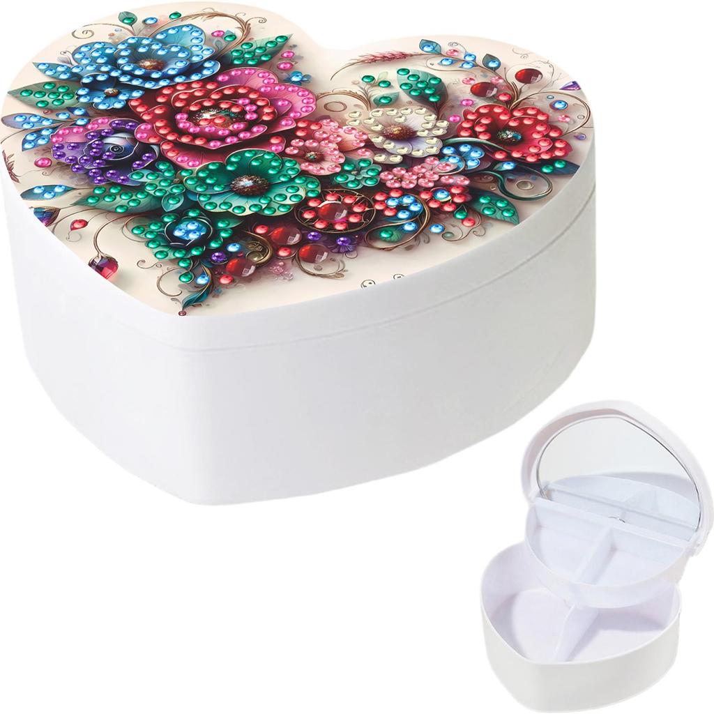 DIY Diamond Painting Handmade Storage Box Partial Drill Crystal Storage Case Kit Heart-Shaped Jewelry Box for Home Decor