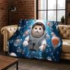 Cute Cat Kitten Cartoon Flannel Blanket Soft Warm Blanket Throw Blanket for Bedroom Living Room Bed Travel Camping Picnic Gift