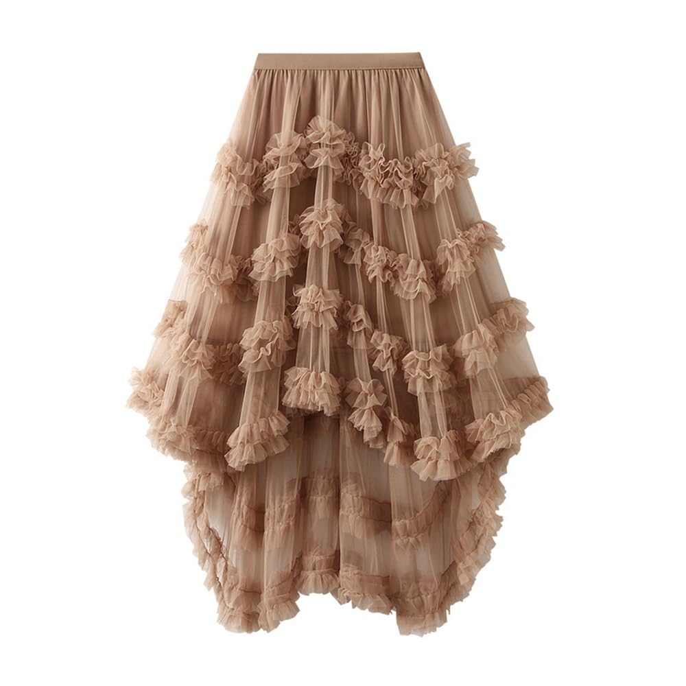 KANO SEIKA Tulle Irregular Flare Plus Elastic High Perfect for Stage and Piano Performances Women's Skirt, Long, Skirt, Lined, A-Line, Size, Waist,