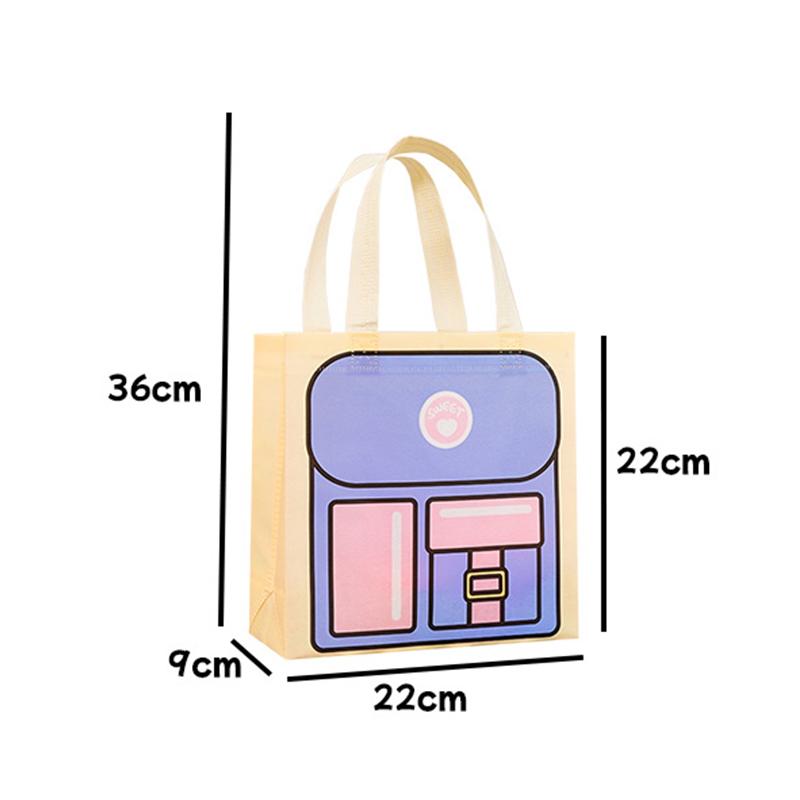 Dopamine Color Schoolbag Pattern Non-Woven Packaging Bag With Handle Candy Snack Food Book Clothes Storage Bag Student Supplies